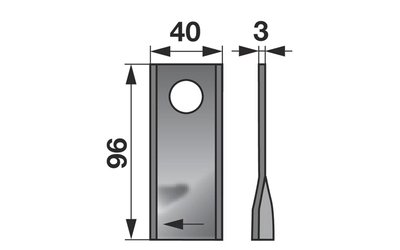 Nůž rotačky pravý (25ks) 96x40x3, d=19,0 - 