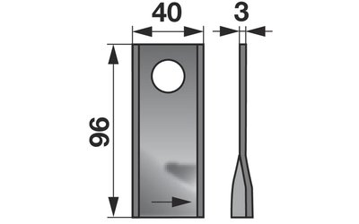 Nůž rotačky levý (25ks) 96x40x3, d=19,0 - 