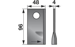 Nůž rotačky levý (25ks) 96x48x4, d=19,0