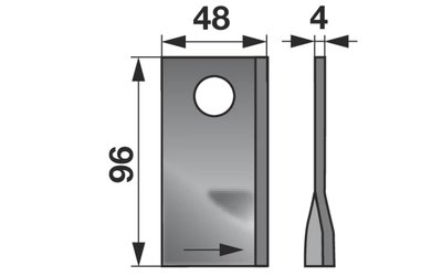 Nůž rotačky levý (25ks) 96x48x4, d=19,0 - 