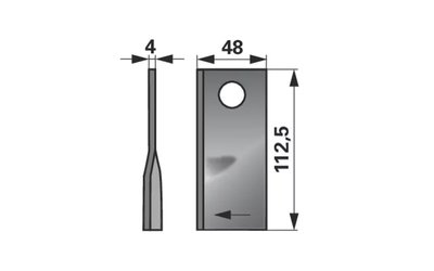 Nůž rotačky pravý (25ks) 112,5x48x4, d=19,0 - 