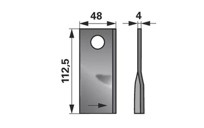 Nůž rotačky levý (25ks) 112,5x48x4, d=19,0 - 