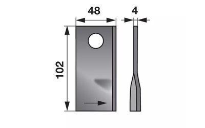 Nůž rotačky levý (25ks) 102x48x4, d=19,0 - 