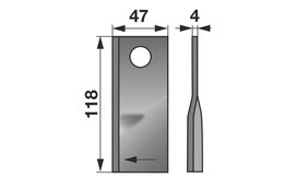 Nůž rotačky pravý (25ks) 118x47x4, d=19,0