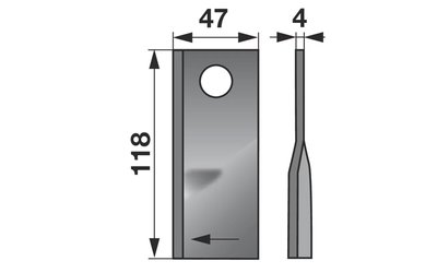 Nůž rotačky pravý (25ks) 118x47x4, d=19,0 - 