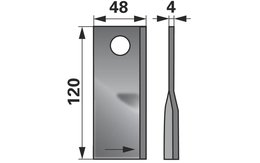 Nůž rotačky levý (25ks) 120x48x4, d=18,5