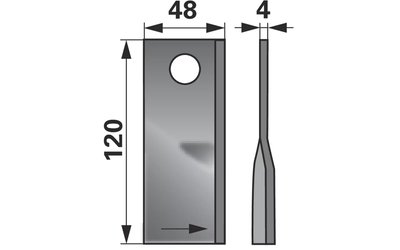 Nůž rotačky levý (25ks) 120x48x4, d=18,5 - 