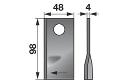 Nůž rotačky pravý (25ks) 98x48x4, d=19,0