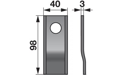 Nůž rotačky prohnutý (25ks) 98x40x3, d=19,0 - 