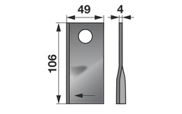 Nůž rotačky pravý (25ks) 106x49x4, d=19,0