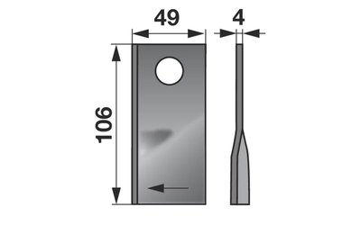 Nůž rotačky pravý (25ks) 106x49x4, d=19,0 - 