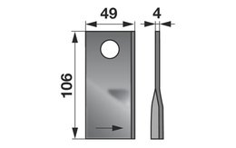 Nůž rotačky levý (25ks) 106x49x4, d=19,0