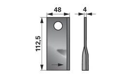 Nůž rotačky levý (25ks) 112,5x48x4, d=19,0