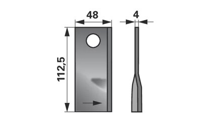 Nůž rotačky levý (25ks) 112,5x48x4, d=19,0 - 