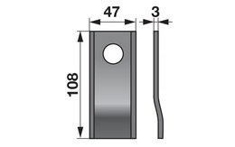 Nůž rotačky vyhnutý (25ks) 108x47x3, d=21,0