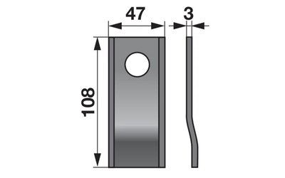 Nůž rotačky vyhnutý (25ks) 108x47x3, d=21,0 - 