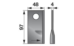 Nůž rotačky levý (25ks) 97x48x4, d=19,0