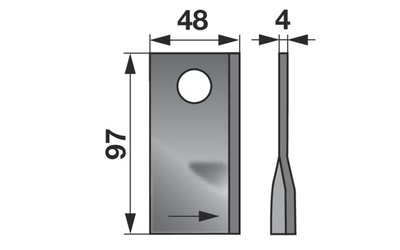 Nůž rotačky levý (25ks) 97x48x4, d=19,0 - 