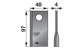 Nůž rotačky pravý (25ks) 97x48x4, d=19,0