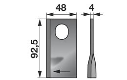 Nůž rotačky pravý (25ks) 92,5x48x4, d=20,5x24,0