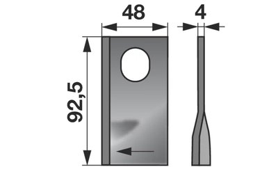 Nůž rotačky pravý (25ks) 92,5x48x4, d=20,5x24,0 - 