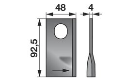 Nůž rotačky levý (25ks) 92,5x48x4, d=20,5x24,0