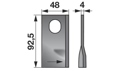 Nůž rotačky levý (25ks) 92,5x48x4, d=20,5x24,0 - 