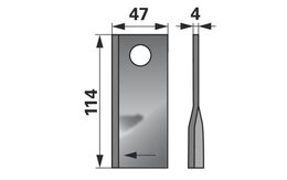 Nůž rotačky pravý (25ks) 114x47x4, d=19,0