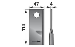 Nůž rotačky levý (25ks) 114x47x4, d=19,0