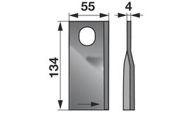 Nůž rotačky levý (20ks) 134x55x4, d=21,0x28,0