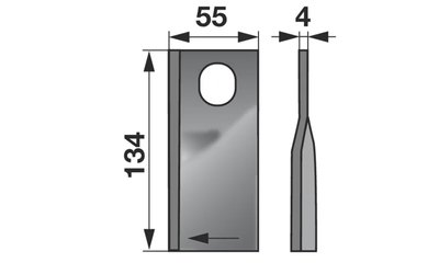 Nůž rotačky pravý (20ks) 134x55x4, d=21,0x28,0 - 