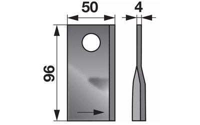 Nůž rotačky levý (25ks) 96x50x4, d=19,0 - 