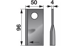 Nůž rotačky pravý (25ks) 96x50x4, d=19,0