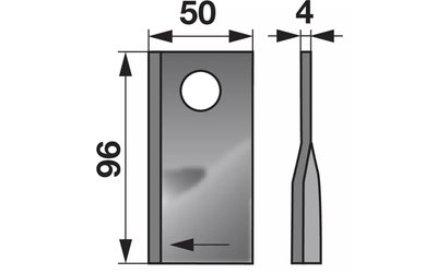 Nůž rotačky pravý (25ks) 96x50x4, d=19,0 - 