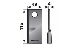 Nůž rotačky pravý (25ks) 116x49x4, d=19,0