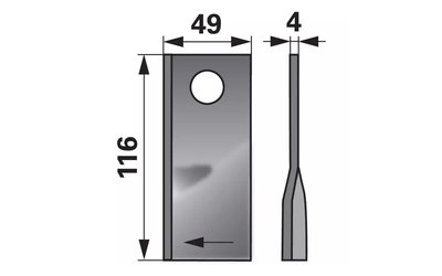 Nůž rotačky pravý (25ks) 116x49x4, d=19,0 - 