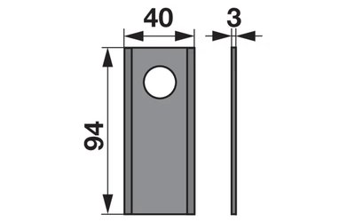 Nůž rotačky rovný (25ks) 94x40x3, d=16,2 - 