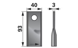 Nůž rotačky levý (25ks) 93x40x3, d=16,2