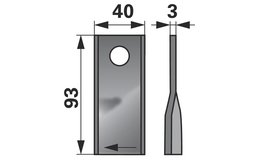 Nůž rotačky pravý (25ks) 93x40x3, d=16,2