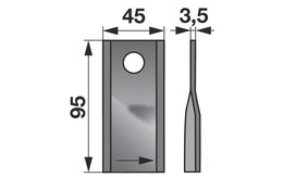 Nůž rotačky levý (25ks) 95x45x3,5 d=16,2