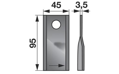 Nůž rotačky levý (25ks) 95x45x3,5 d=16,2 - 