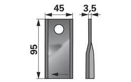 Nůž rotačky pravý (25ks) 95x45x3,5 d=16,2