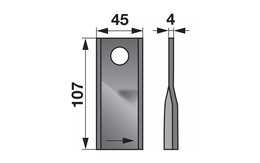 Nůž rotačky levý (25ks) 107x45x4, d=18,2