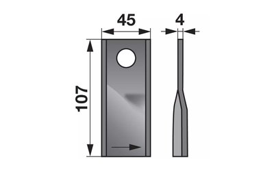 Nůž rotačky levý (25ks) 107x45x4, d=18,2 - 