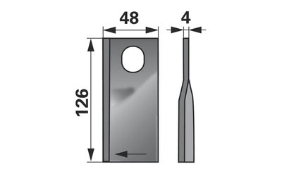 Nůž rotačky pravý (25ks) 126x48x4, d=20,5x23,0 - 