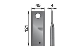 Nůž rotačky levý (25ks) 121x45x4, d=18,2