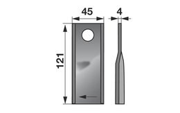 Nůž rotačky pravý (25ks) 121x45x4, d=18,2