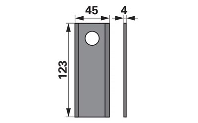 Nůž rotačky rovný (25ks) 123x45x4, d=18,25 - 