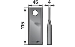 Nůž rotačky levý (25ks) 115x45x4, d=18,2