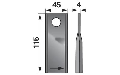 Nůž rotačky levý (25ks) 115x45x4, d=18,2 - 